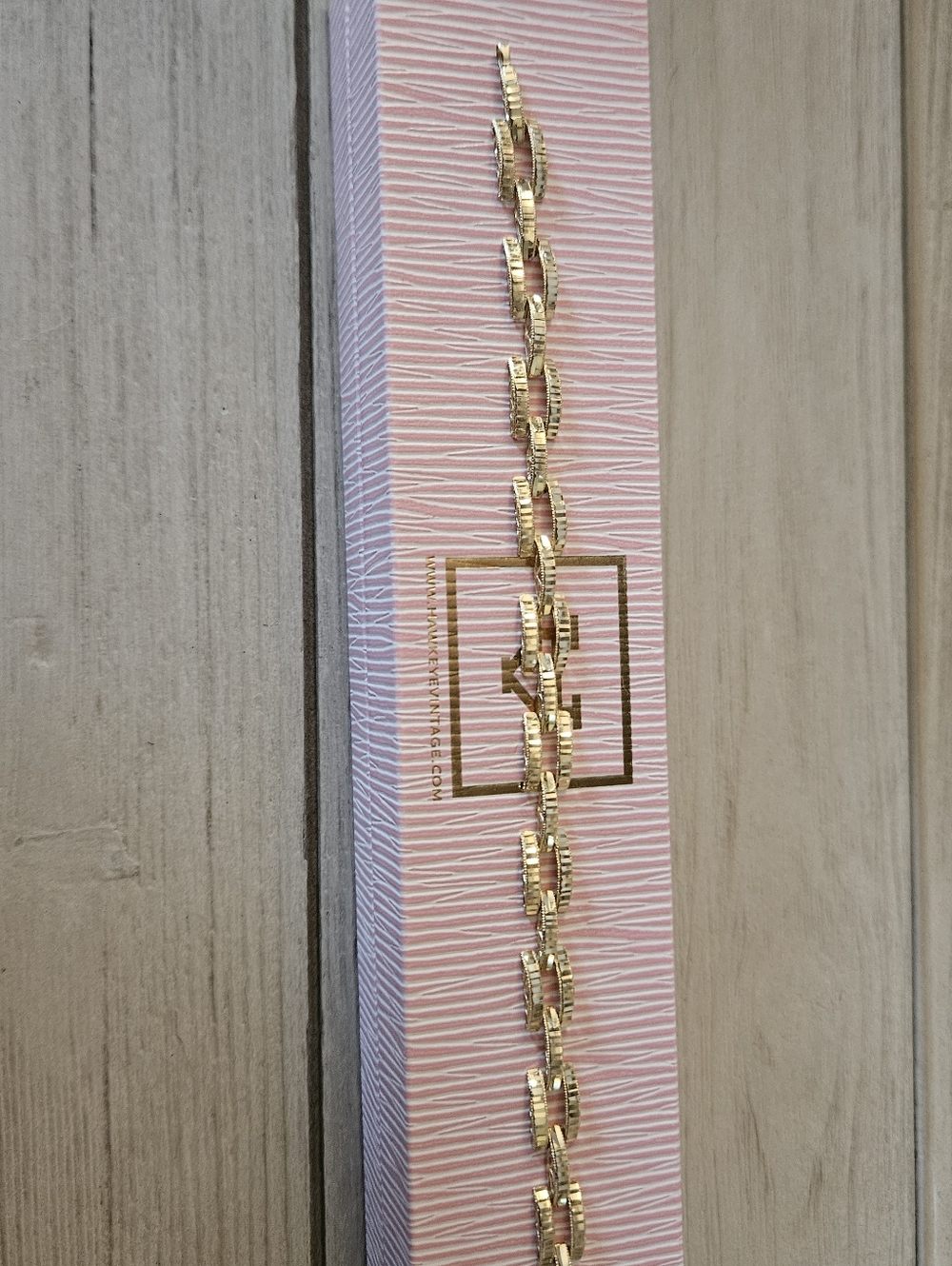 Gold Link Bracelet - Chunky Rectangular Links - Picture 2 of 7
